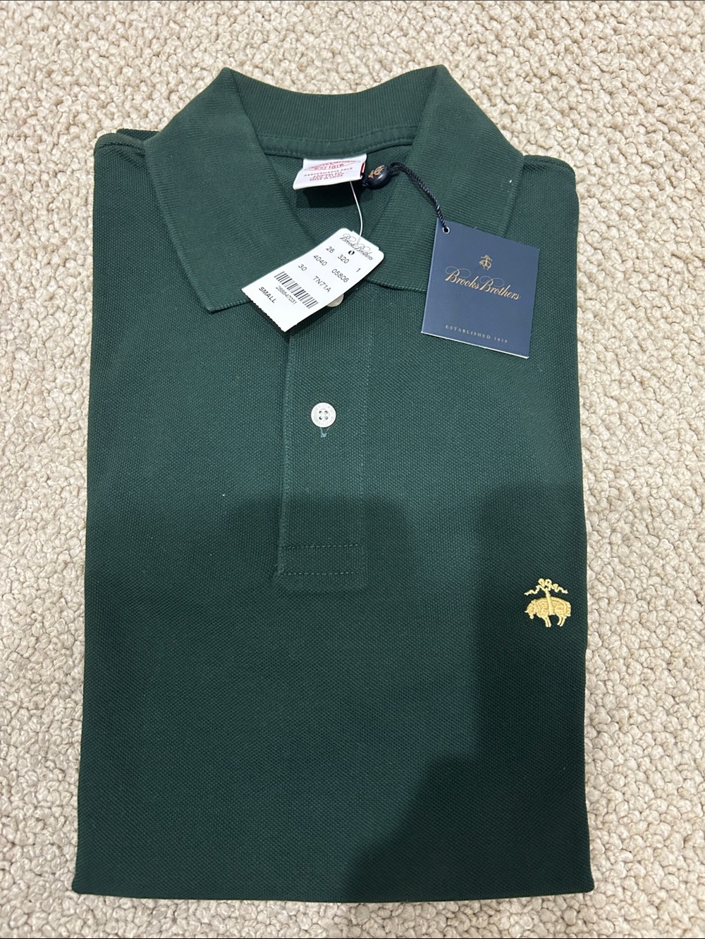 Brooks Brothers Forest Green Polo with Gold Emblem